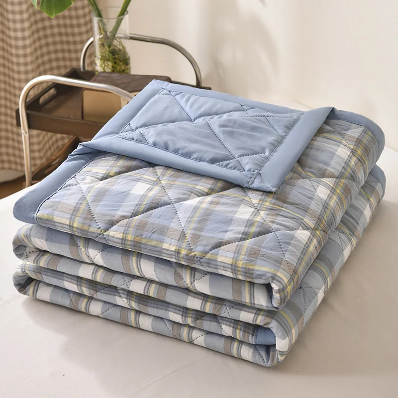 New striped checkered summer thin blanket, skin friendly printed summer cool blanket, air conditioning blanket thin blanket core - Image 2