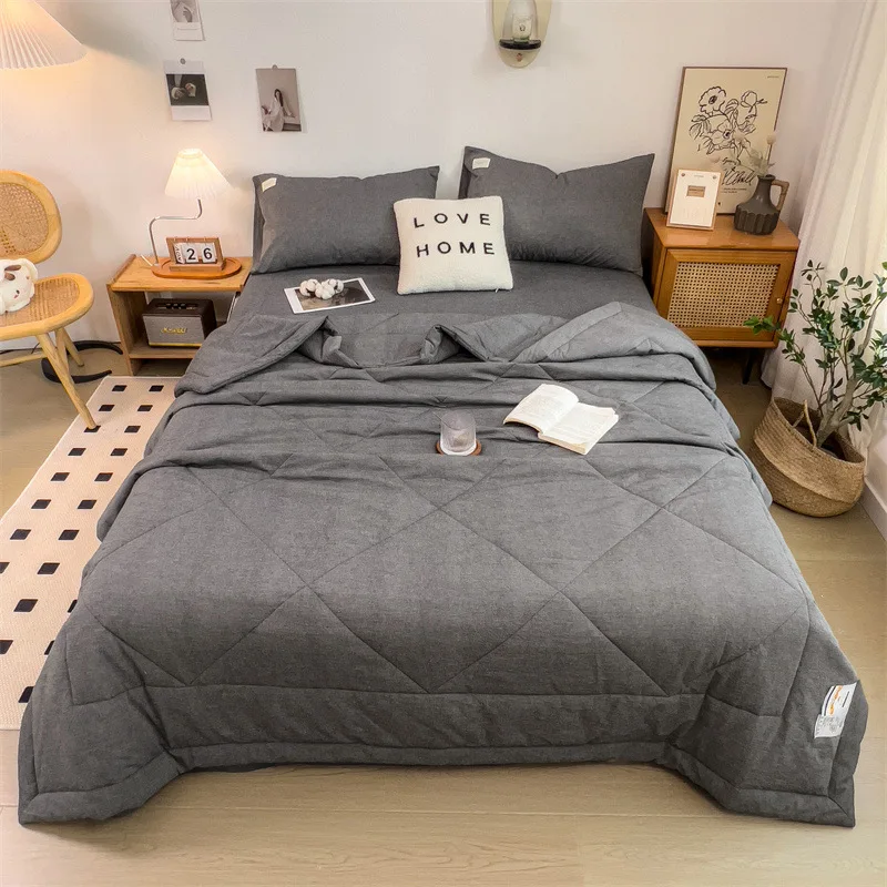 New washed summer cool quilt, color blocked air conditioning quilt, summer thin quilt core, skin friendly cool thin quilt