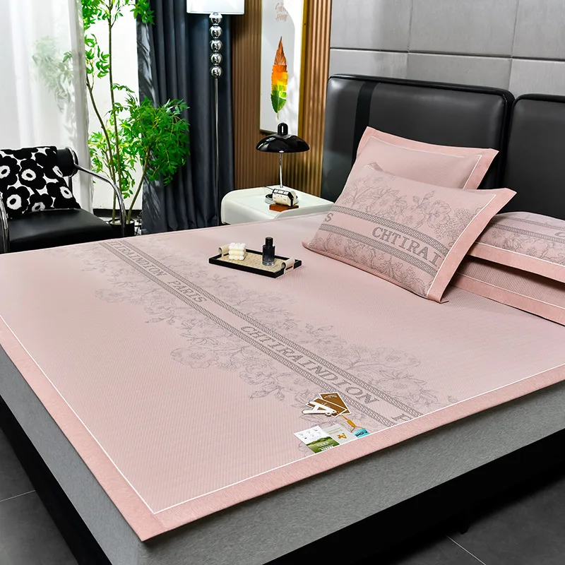 New cool silk latex cooling mat, ice silk mat set, washable summer home dormitory naked sleeping heat dissipating bed sheets - Image 3