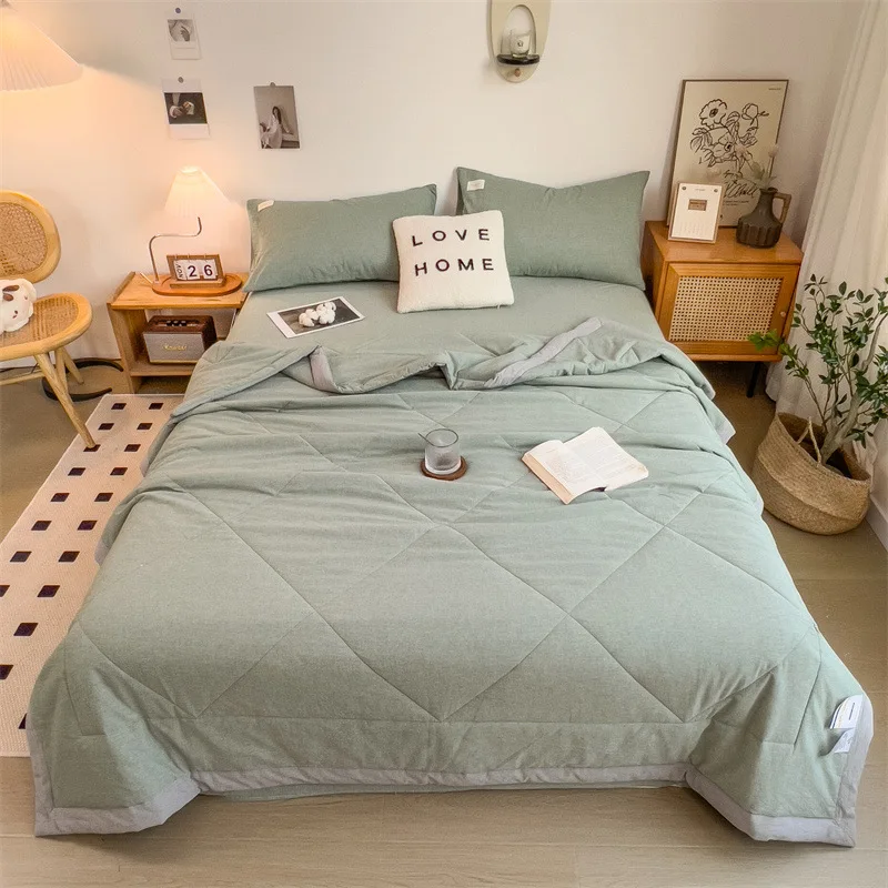 New washed summer cool quilt, color blocked air conditioning quilt, summer thin quilt core, skin friendly cool thin quilt - Image 4