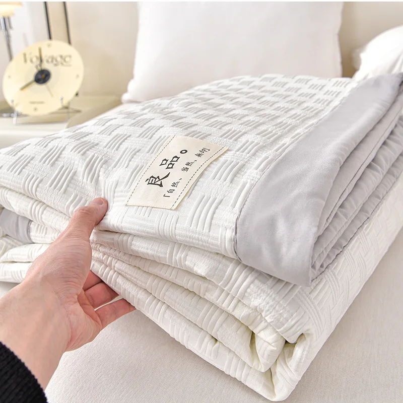 New Waffle Fiber Quilt, Summer Bare Sleeping Color blocked Thin Quilt, Cool Air Conditioning Summer Quilt, Machine Washable