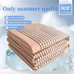 New summer cool blanket, checkered striped air conditioning blanket, summer thin blanket core, skin friendly cool thin blanket