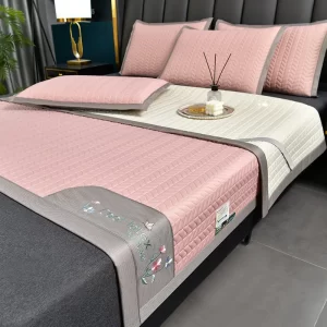 New cool silk latex cooling mat, ice silk mat set, washable summer home dormitory naked sleeping heat dissipating bed sheets
