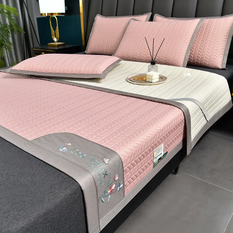 New cool silk latex cooling mat, ice silk mat set, washable summer home dormitory naked sleeping heat dissipating bed sheets
