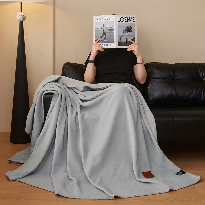New autumn and winter light luxury solid color imitation cashmere blanket, warm flannel sofa blanket, home dormitory nap blanket - Image 5