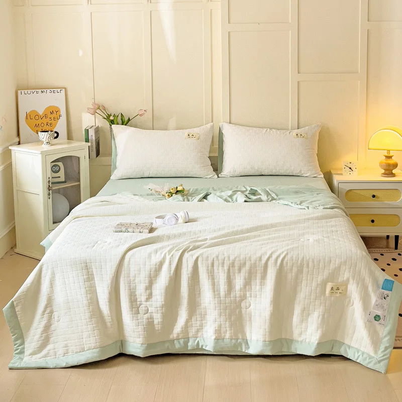 New Waffle Fiber Quilt, Summer Bare Sleeping Color blocked Thin Quilt, Cool Air Conditioning Summer Quilt, Machine Washable - Image 4
