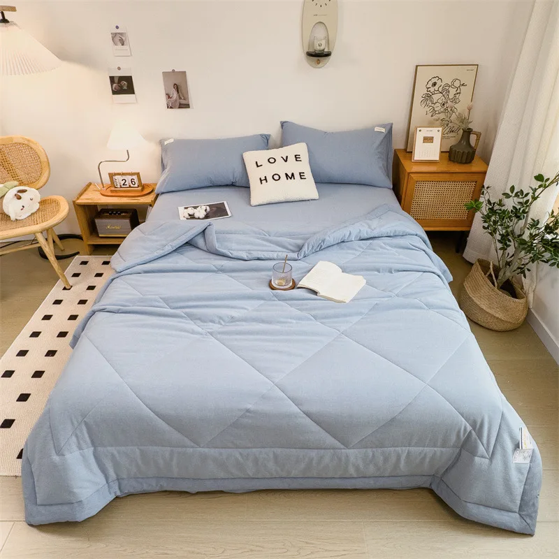 New washed summer cool quilt, color blocked air conditioning quilt, summer thin quilt core, skin friendly cool thin quilt - Image 2