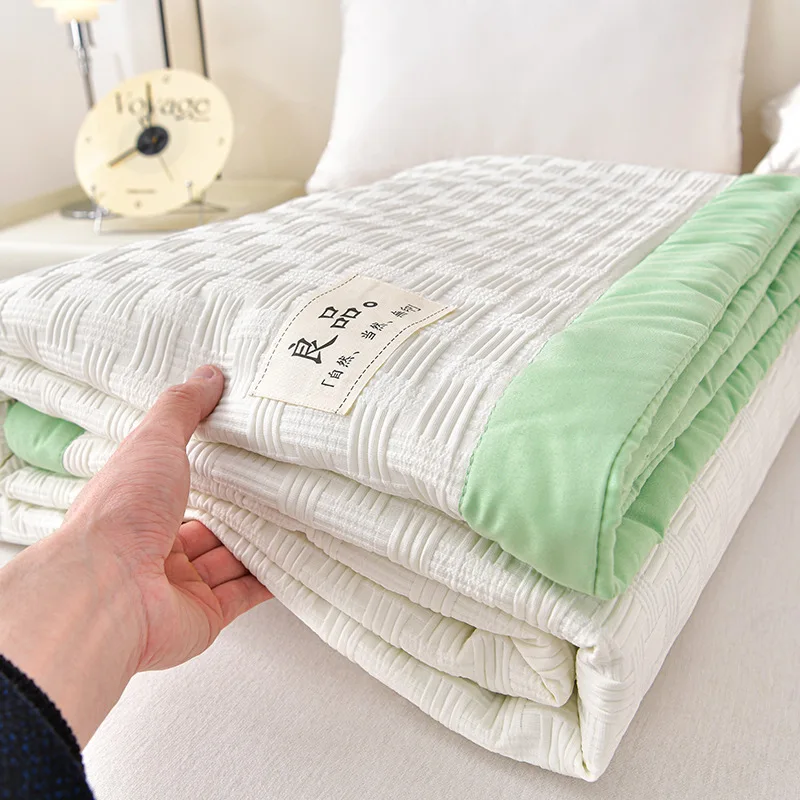 New Waffle Fiber Quilt, Summer Bare Sleeping Color blocked Thin Quilt, Cool Air Conditioning Summer Quilt, Machine Washable - Image 4