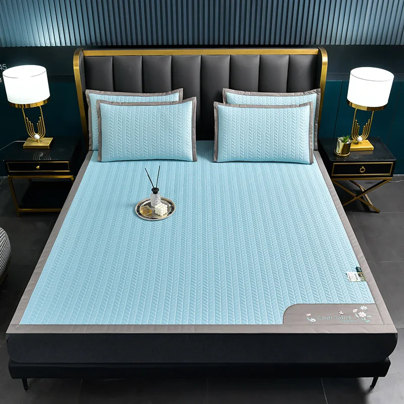 New cool silk latex cooling mat, ice silk mat set, washable summer home dormitory naked sleeping heat dissipating bed sheets - Image 5