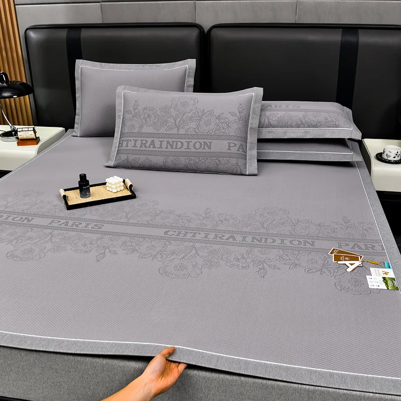 New cool silk latex cooling mat, ice silk mat set, washable summer home dormitory naked sleeping heat dissipating bed sheets - Image 5