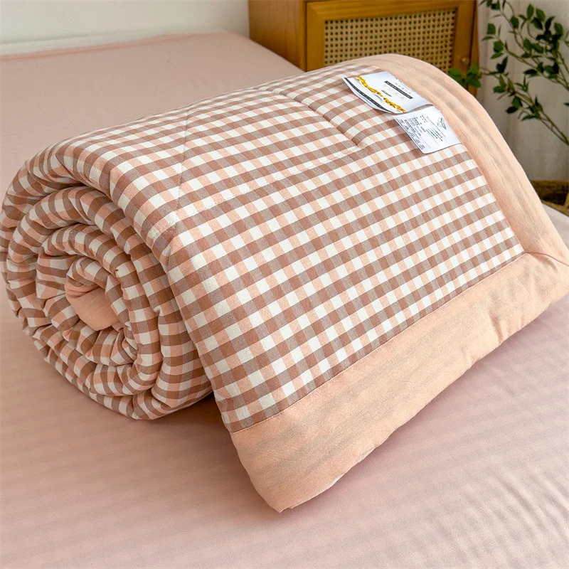 New washed summer cool quilt, color blocked air conditioning quilt, summer thin quilt core, skin friendly cool thin quilt - Image 5