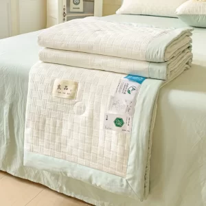 New Waffle Fiber Quilt, Summer Bare Sleeping Color blocked Thin Quilt, Cool Air Conditioning Summer Quilt, Machine Washable