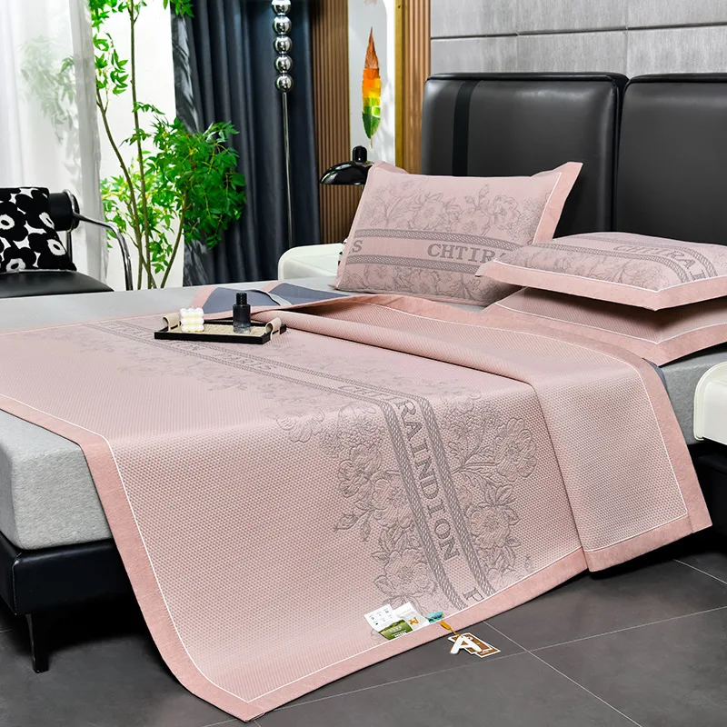 New cool silk latex cooling mat, ice silk mat set, washable summer home dormitory naked sleeping heat dissipating bed sheets - Image 2