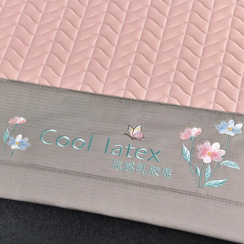 New cool silk latex cooling mat, ice silk mat set, washable summer home dormitory naked sleeping heat dissipating bed sheets - Image 3